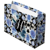 Blauw  bloemontwerp, aangepast uniek groot cadeauzakje (Voorkant Gekanteld)