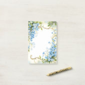 Blauw Bloemontwerp in de hoek Post-it® Notes (Op bureau)