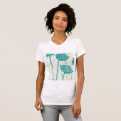 blauw bloemontwerp op T-shirt (Voorkant volledig)