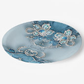 Blauw Bloempapier Bord (Gekanteld)