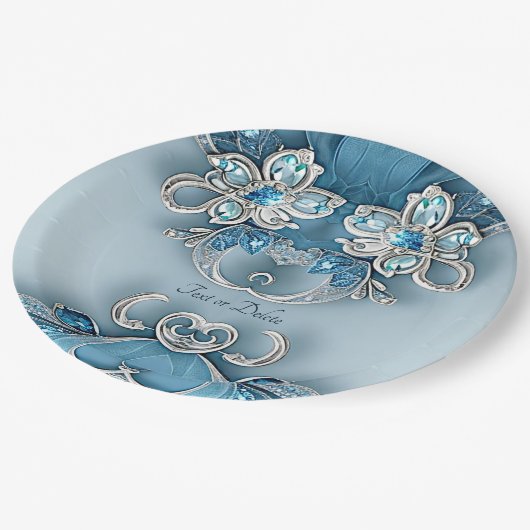 Blauw Bloempapier Bord (Gekanteld)