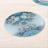 Blauw Bloempapier Onderzetter (Gebogen)