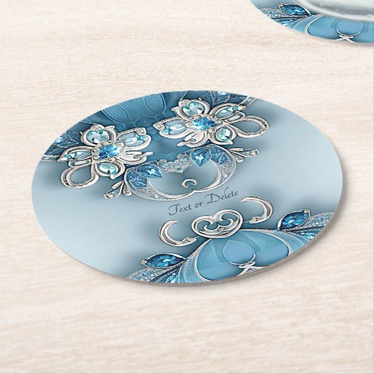 Blauw  Bloempapier Onderzetter (Gebogen)