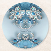 Blauw  Bloempapier Onderzetter (Voorkant)