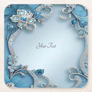 Blauw  Bloempapier Onderzetter