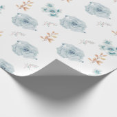 Blauw bloempapier, verjaardagsverpakking, bruiloft cadeaupapier (Hoek)