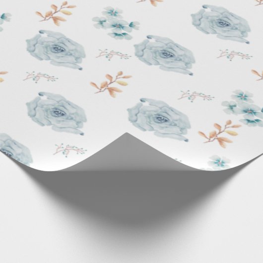 Blauw bloempapier, verjaardagsverpakking, bruiloft cadeaupapier (Hoek)