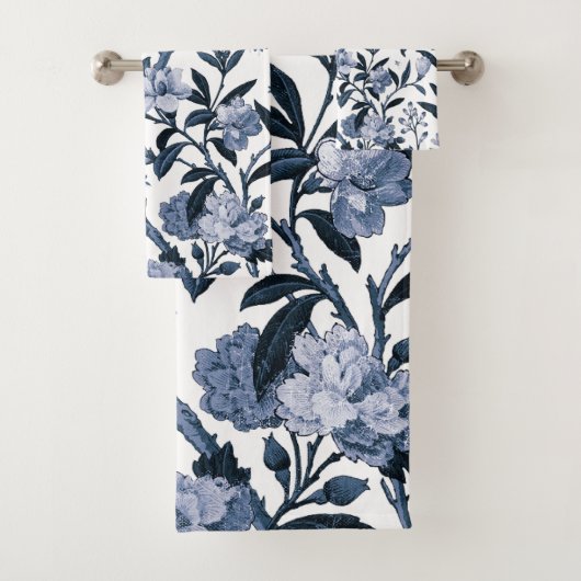 Blauw bloempatroon bad handdoek (Insitu)