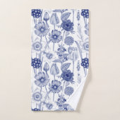  blauw bloempatroon bad handdoek (Handdoek)