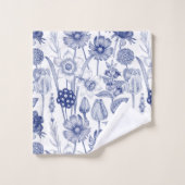  blauw bloempatroon bad handdoek (Wasdoekje)