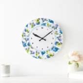 Blauw bloempatroon bloemen grote klok (Huis)