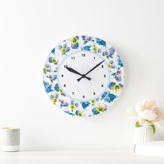 Blauw bloempatroon bloemen grote klok (Huis)