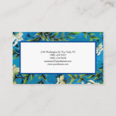 Blauw Bloempatroon Bloementuin Visitekaartje (Achterkant)