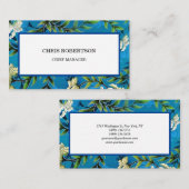 Blauw Bloempatroon Bloementuin Visitekaartje (Voorkant / Achterkant)