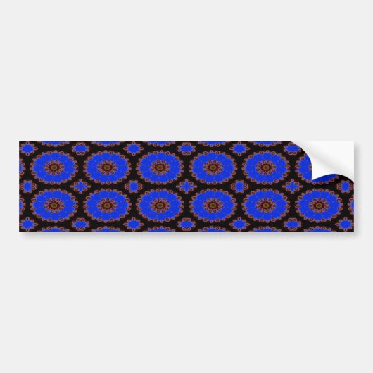 blauw bloempatroon bumpersticker (Voorkant)