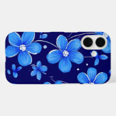 blauw bloempatroon Case-Mate iPhone case (Achterkant (horizontaal))