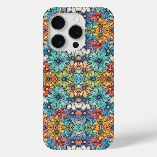 Blauw bloempatroon Case-Mate iPhone case (Achterkant)