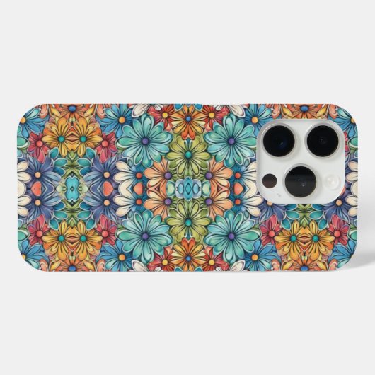 Blauw bloempatroon Case-Mate iPhone case (Achterkant (horizontaal))