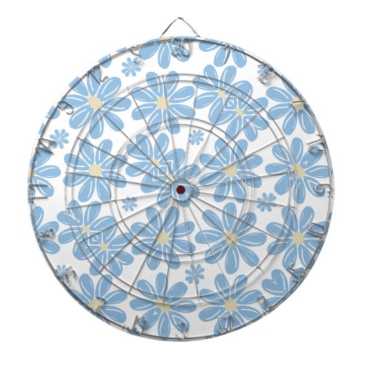 Blauw Bloempatroon - Dartbord (Voorkant)