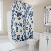 Blauw bloempatroon douchegordijn (In situ)