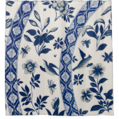 Blauw bloempatroon douchegordijn (Voorkant)