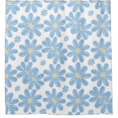 Blauw Bloempatroon - Douchegordijn (Voorkant)