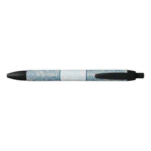 Blauw Bloempatroon Elegant Script Naam Blauwe Inkt Pen (Achterkant)