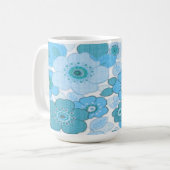 Blauw bloempatroon koffiemok (Voorkant links)