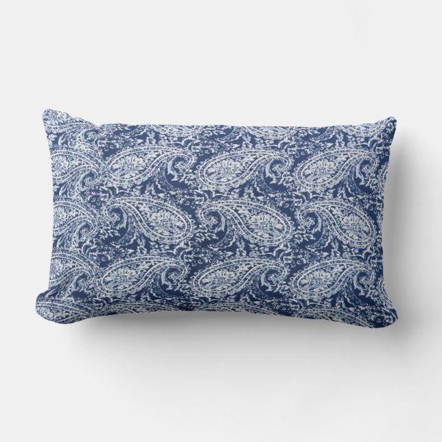 Blauw bloempatroon kussen (Voorkant)