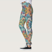 Blauw bloempatroon leggings (Links)