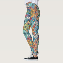 Blauw bloempatroon leggings
