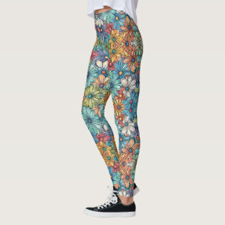 Blauw bloempatroon leggings