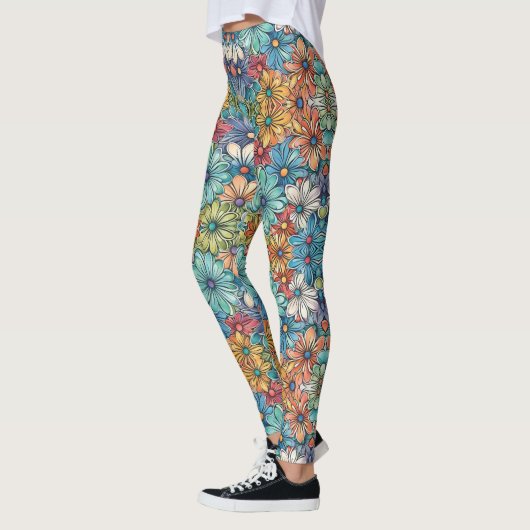 Blauw bloempatroon leggings (Links)