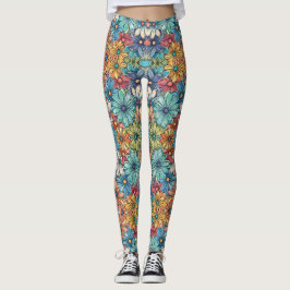 Blauw bloempatroon leggings