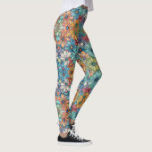Blauw bloempatroon leggings (Rechts)