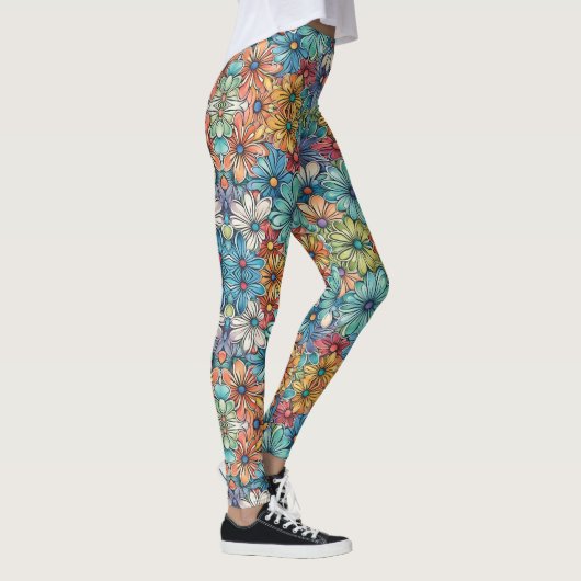 Blauw bloempatroon leggings (Rechts)