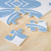 Blauw Bloempatroon - Legpuzzel (Zijkant)
