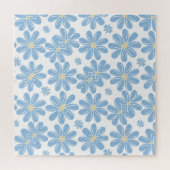 Blauw Bloempatroon - Legpuzzel (Horizontaal)