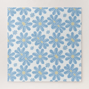 Blauw Bloempatroon - Legpuzzel