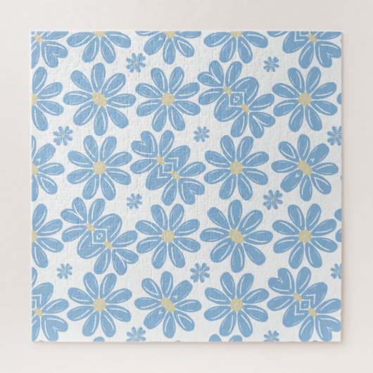 Blauw Bloempatroon - Legpuzzel (Verticaal)