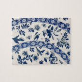 Blauw bloempatroon legpuzzel (Horizontaal)