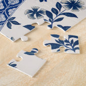 Blauw bloempatroon legpuzzel (Zijkant)