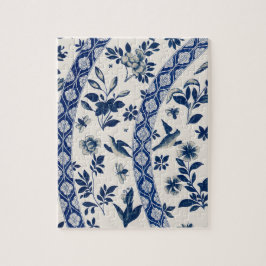 Blauw bloempatroon legpuzzel
