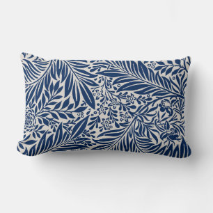 blauw bloempatroon met diverse bladeren en bloesem kussen