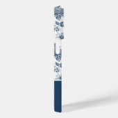Blauw Bloempatroon & Naam Gepersonaliseerd Case-Mate iPhone Case (Achterkant / Rechts)