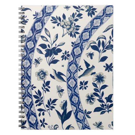 Blauw bloempatroon notitieboek (Voorkant)