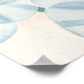 Blauw bloempatroon op beige achtergrond poster (Hoek)