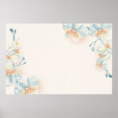 Blauw bloempatroon op beige achtergrond poster (Voorkant)