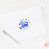  blauw bloempatroon ronde sticker (Envelop)