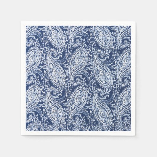 Blauw bloempatroon servetten (Voorkant)